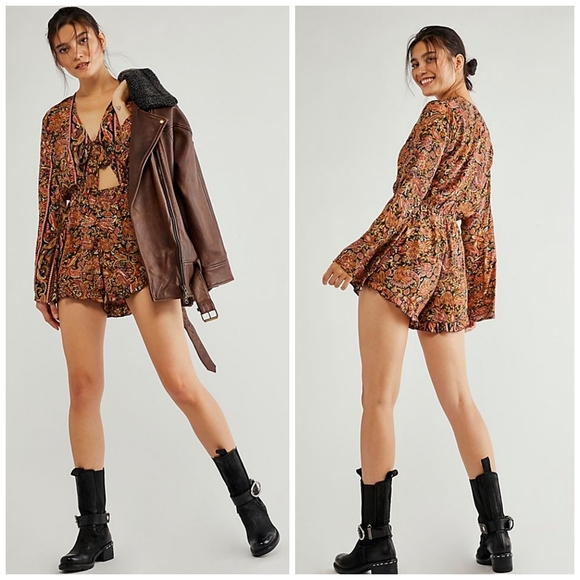 Free People Pants - Free People RAGA Venetian paisley tie romper size small